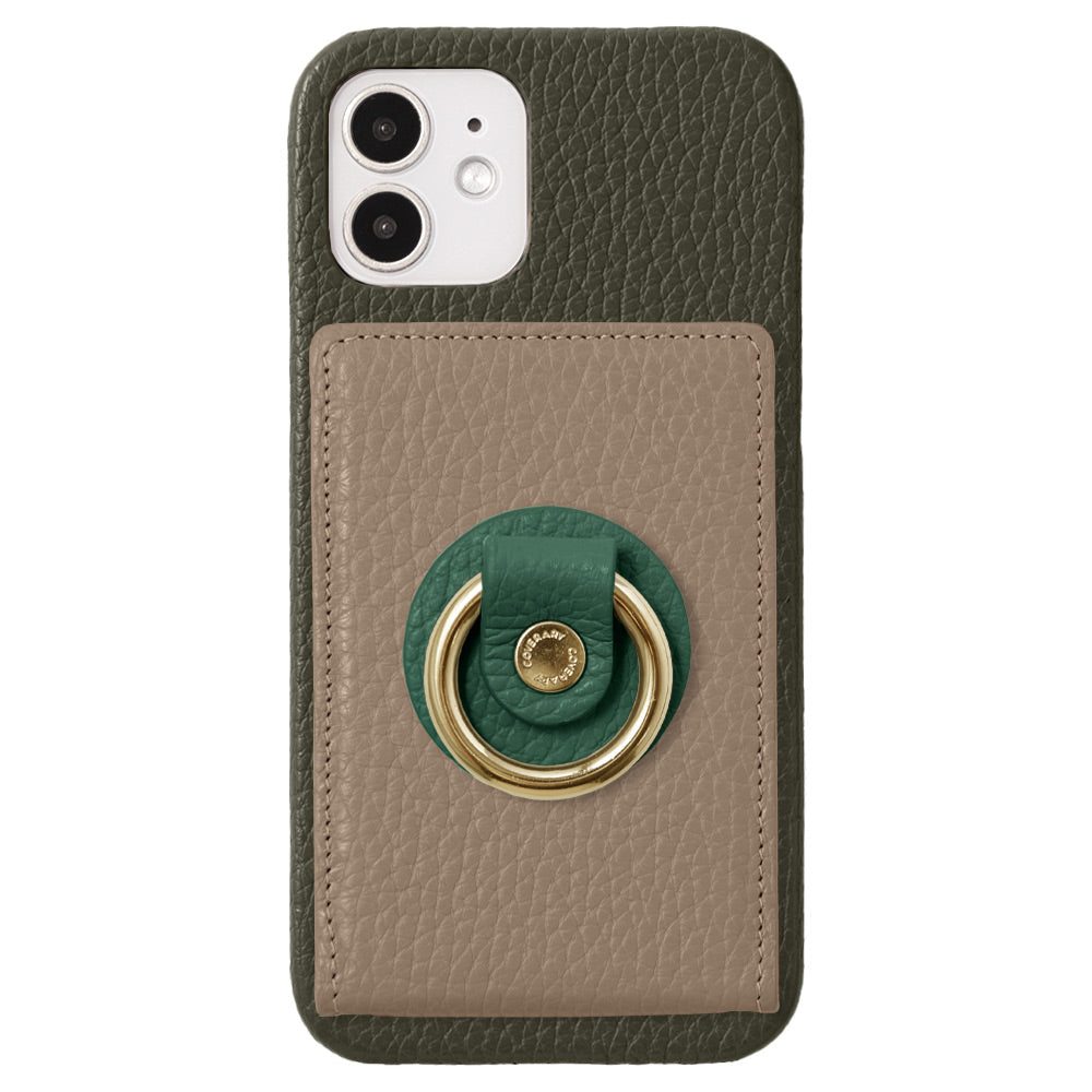 Coque arrière en cuir véritable italien grainé 32 couleurs avec miroir et anneau pour téléphone, série Galaxy