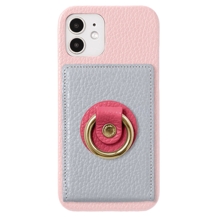 本革 32色 イタリアンシュリンクレザー ミラー＆スマホリング付き 背面ケース iPhoneシリーズ