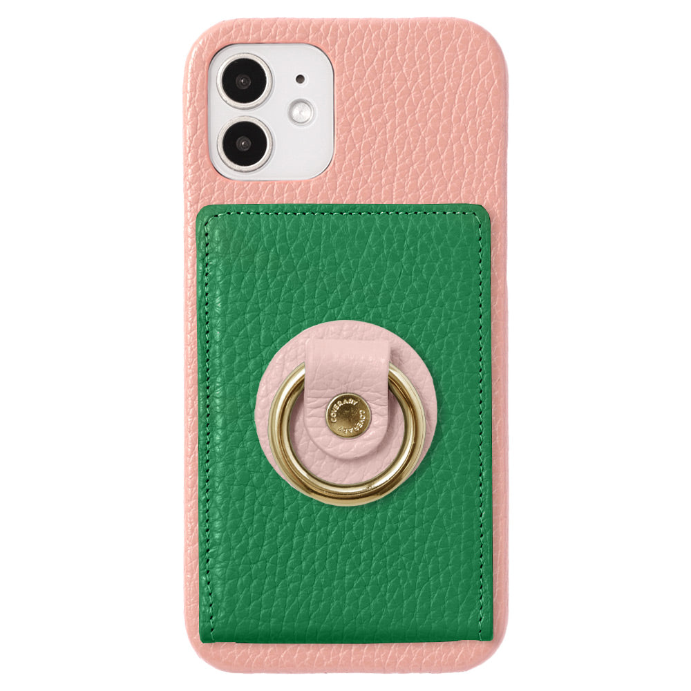 本革 32色 イタリアンシュリンクレザー ミラー＆スマホリング付き 背面ケース iPhoneシリーズ