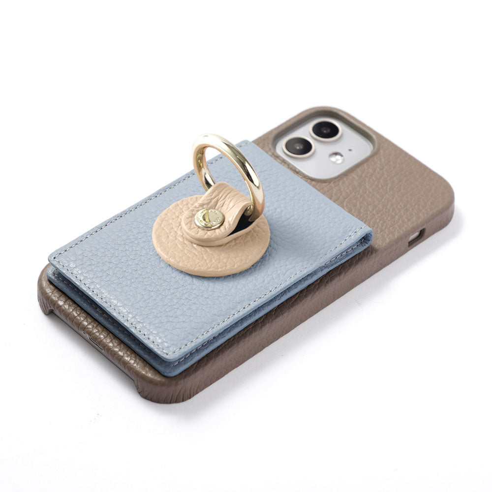 本革 32色 イタリアンシュリンクレザー ミラー＆スマホリング付き 背面ケース
