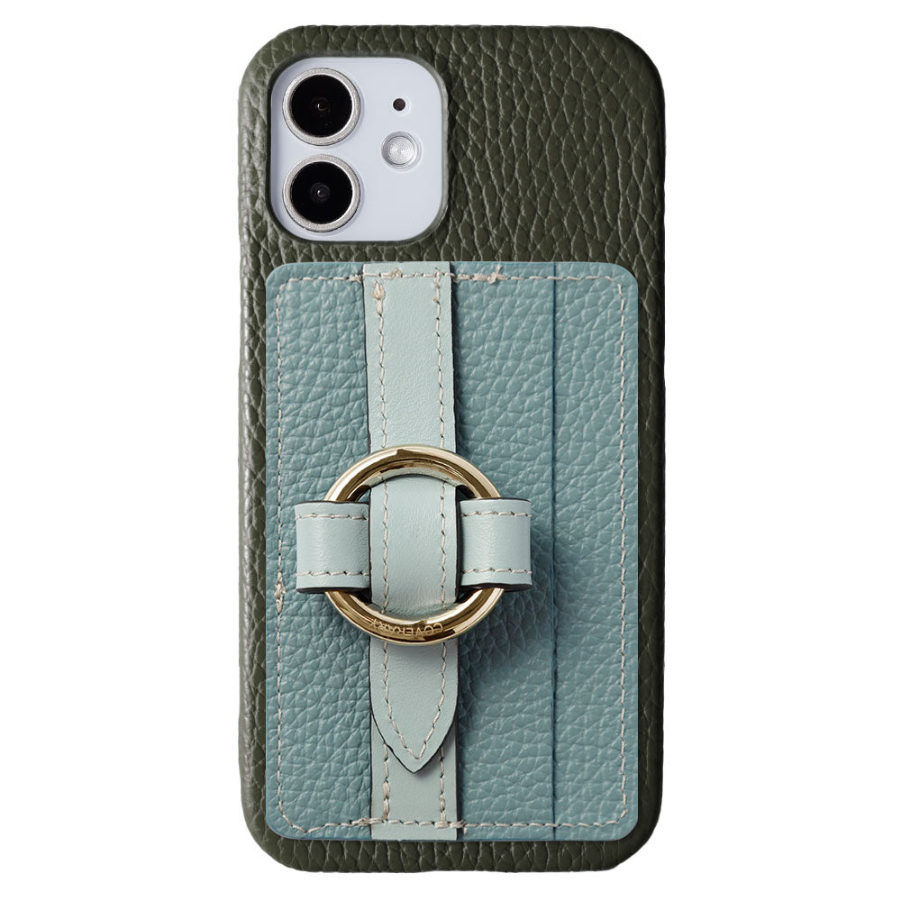 Genuine leather 32 colors Italian shrink leather Magsafe compatible card storage with ring buckle belt back case AQUOS series