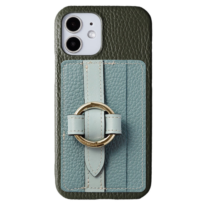 Genuine leather 32 colors Italian shrink leather Magsafe compatible card storage with ring buckle belt back case Xperia series