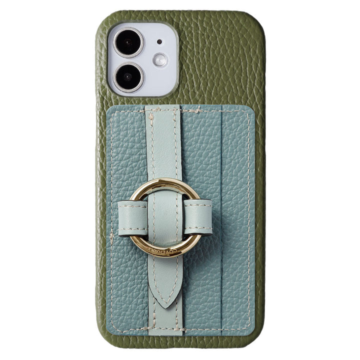 Genuine leather 32 colors Italian shrink leather Magsafe compatible card storage with ring buckle belt back case Galaxy series