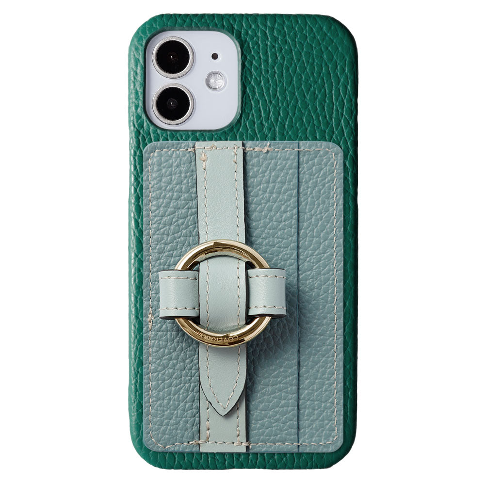 Genuine leather 32 colors Italian shrink leather Magsafe compatible card storage with ring buckle belt back case AQUOS series