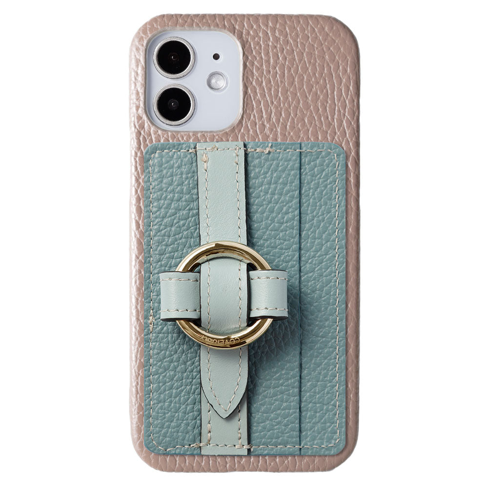 Genuine leather 32 colors Italian shrink leather Magsafe compatible card storage with ring buckle belt back case AQUOS series