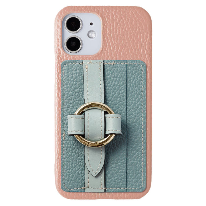 Genuine leather 32 colors Italian shrink leather Magsafe compatible card storage with ring buckle belt back case Galaxy series