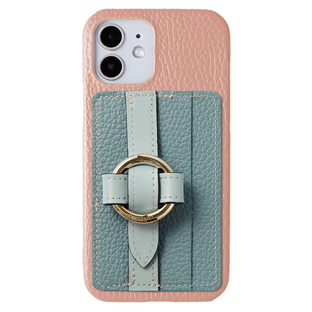 Genuine leather 32 colors Italian shrink leather Magsafe compatible card storage with ring buckle belt back case AQUOS series