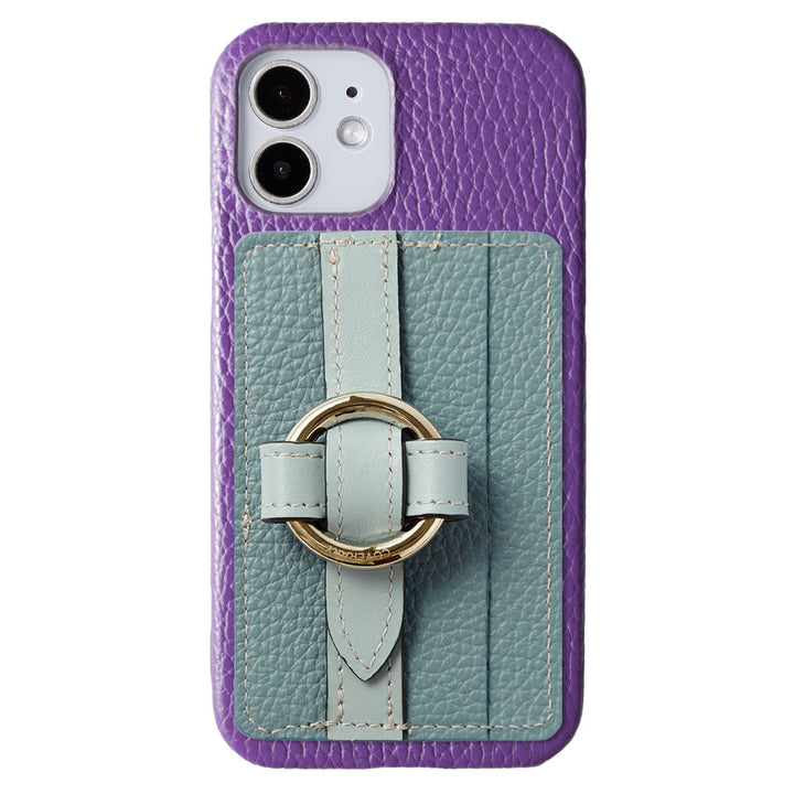 Genuine leather 32 colors Italian shrink leather Magsafe compatible card storage with ring buckle belt back case Xperia series