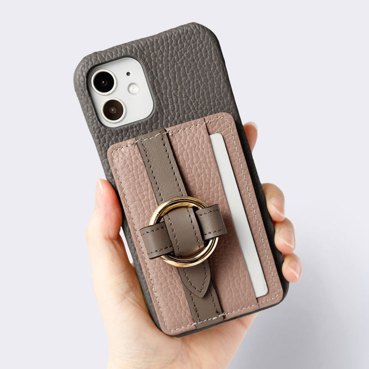 Genuine leather 32 colors Italian shrink leather Magsafe compatible card storage with ring buckle belt back case Google Pixel series