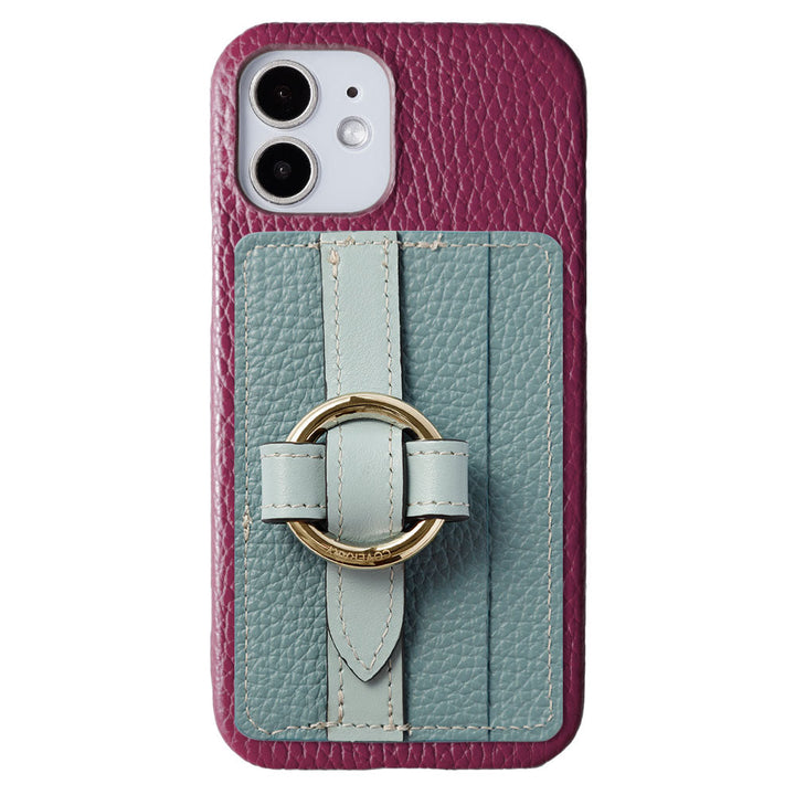 Genuine leather 32 colors Italian shrink leather Magsafe compatible card storage with ring buckle belt back case Xperia series