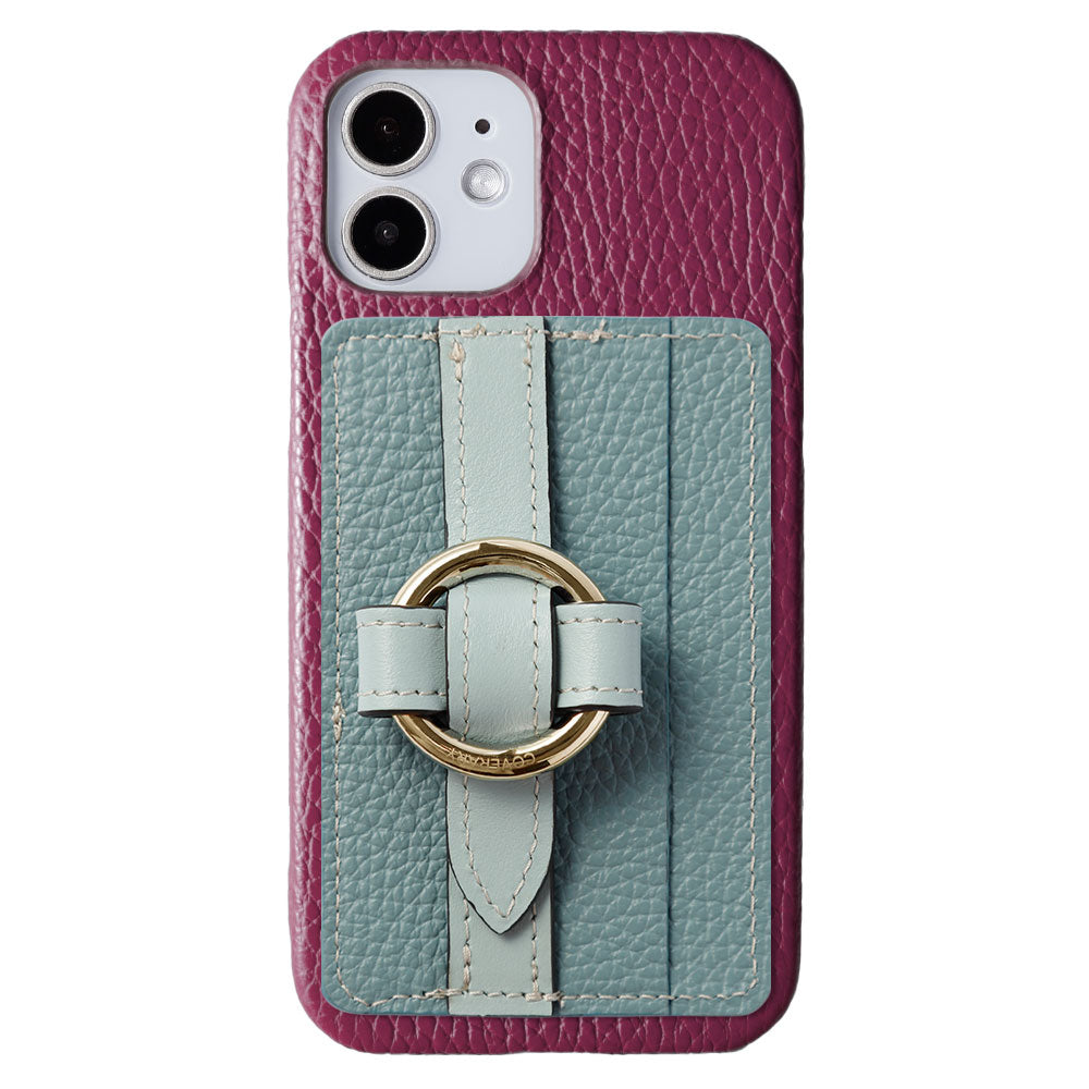 Genuine leather 32 colors Italian shrink leather Magsafe compatible card storage with ring buckle belt back case Galaxy series