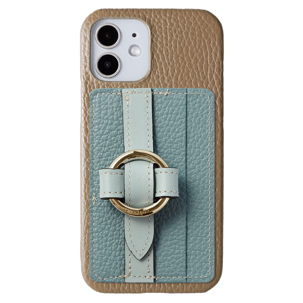 Genuine leather 32 colors Italian shrink leather Magsafe compatible card storage with ring buckle belt back case AQUOS series