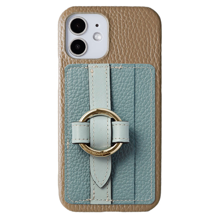 Genuine leather 32 colors Italian shrink leather Magsafe compatible card storage with ring buckle belt back case AQUOS series