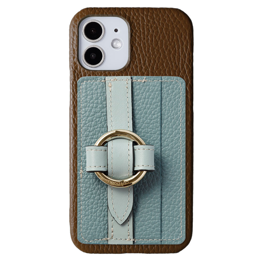 Genuine leather 32 colors Italian shrink leather Magsafe compatible card storage with ring buckle belt back case Galaxy series