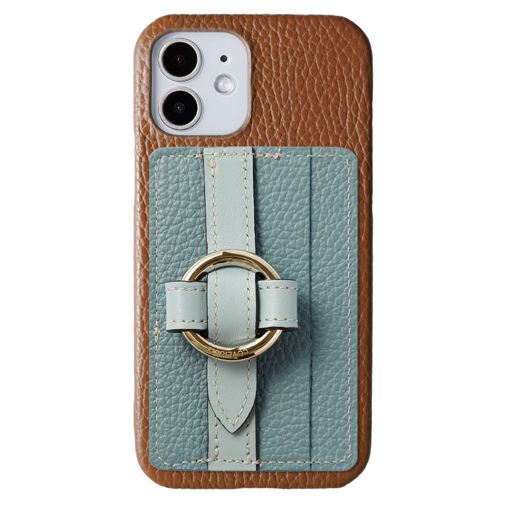 Genuine leather 32 colors Italian shrink leather Magsafe compatible card storage with ring buckle belt back case Galaxy series