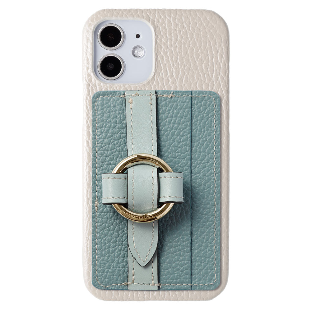 Genuine leather 32 colors Italian shrink leather Magsafe compatible card storage with ring buckle belt back case AQUOS series