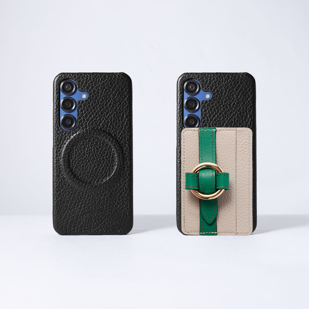 Genuine leather 32 colors Italian shrink leather Magsafe compatible card storage with ring buckle belt back case Google Pixel series