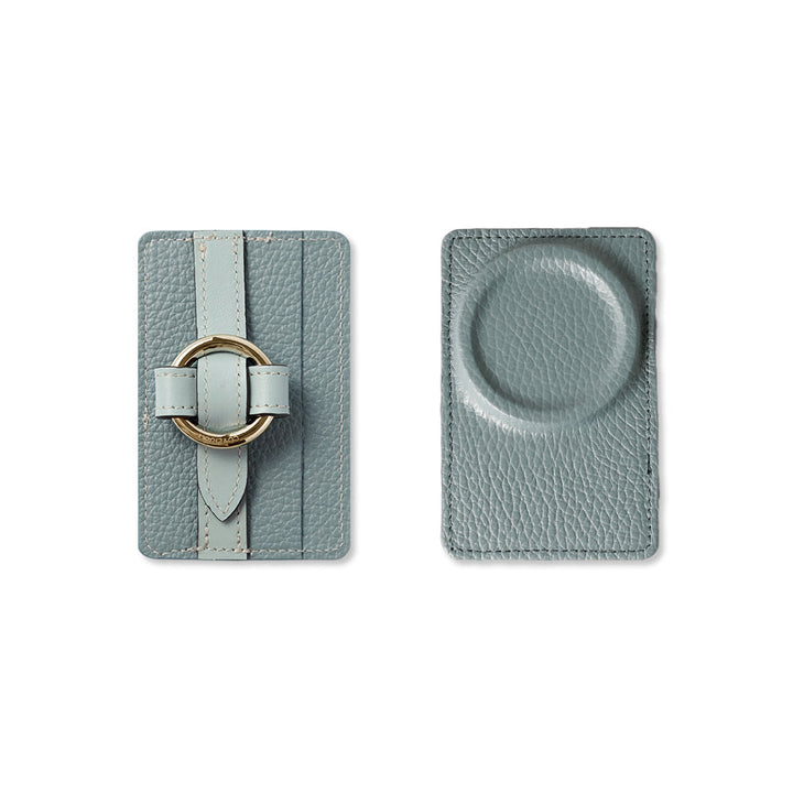 Genuine leather 32 colors Italian shrink leather Magsafe compatible card storage with ring buckle belt back case AQUOS series