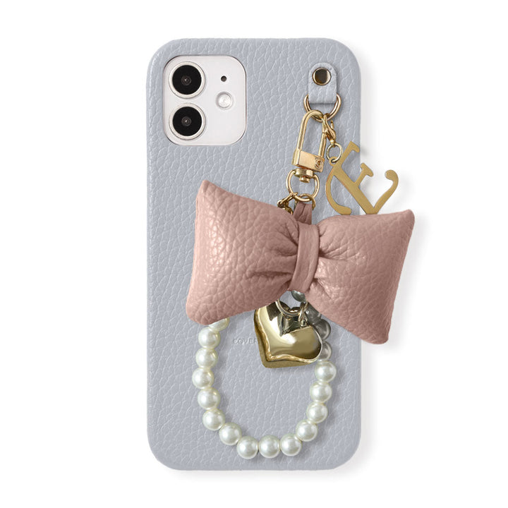 Genuine Leather 32 Colors Italian Shrink Leather Padded Ribbon Initial Pearl Charm Back Case for Xperia Series