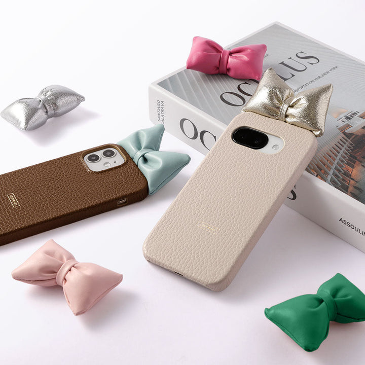 Genuine leather 32 colors Italian shrink leather padded ribbon top back case Google Pixel series