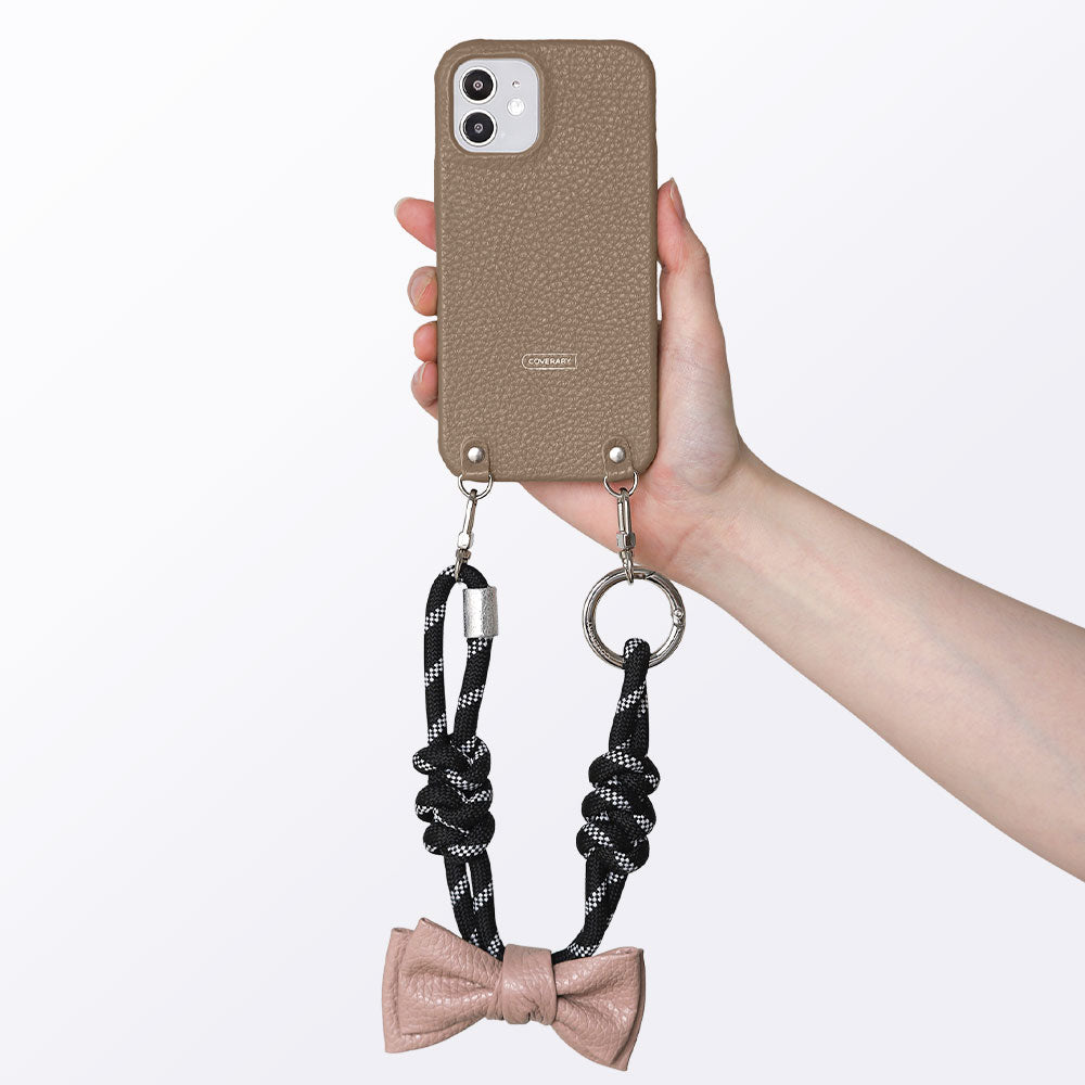 Genuine Leather 32 Colors Italian Shrink Leather Double Ribbon Paracord Hand Strap Attached Back Case