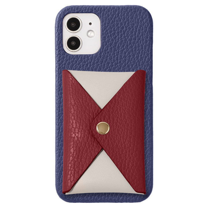 Cuir véritable 32 couleurs cuir italien grainé bicolore avec rabat et poche coque arrière série AQUOS