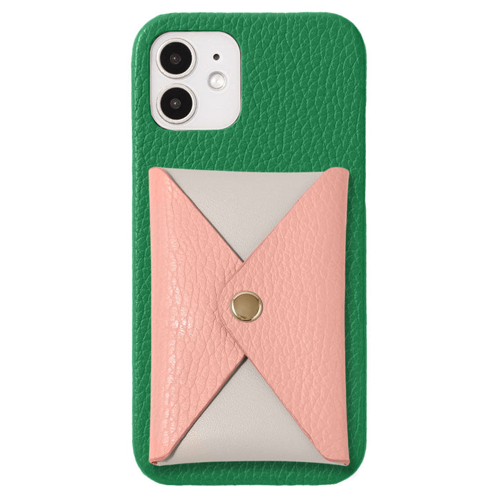 Cuir véritable 32 couleurs cuir italien grainé bicolore avec rabat et poche coque arrière série AQUOS