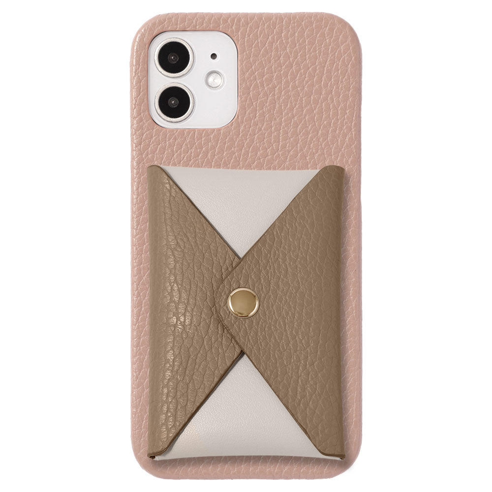 Cuir véritable 32 couleurs cuir italien grainé bicolore avec rabat et poche coque arrière série AQUOS