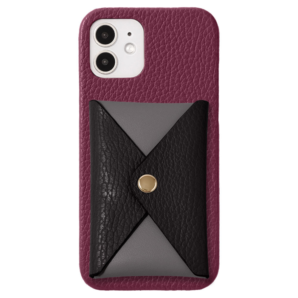 Cuir véritable 32 couleurs cuir italien grainé bicolore avec rabat et poche coque arrière série AQUOS