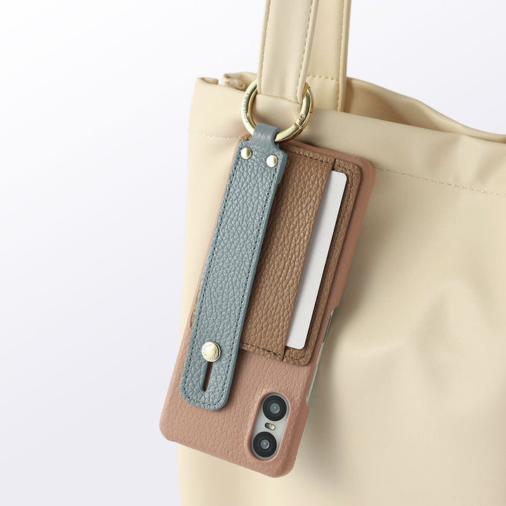 Genuine Leather 32 Colors Italian Shrink Leather Card Holder with Hand Strap Back Case for Galaxy Series