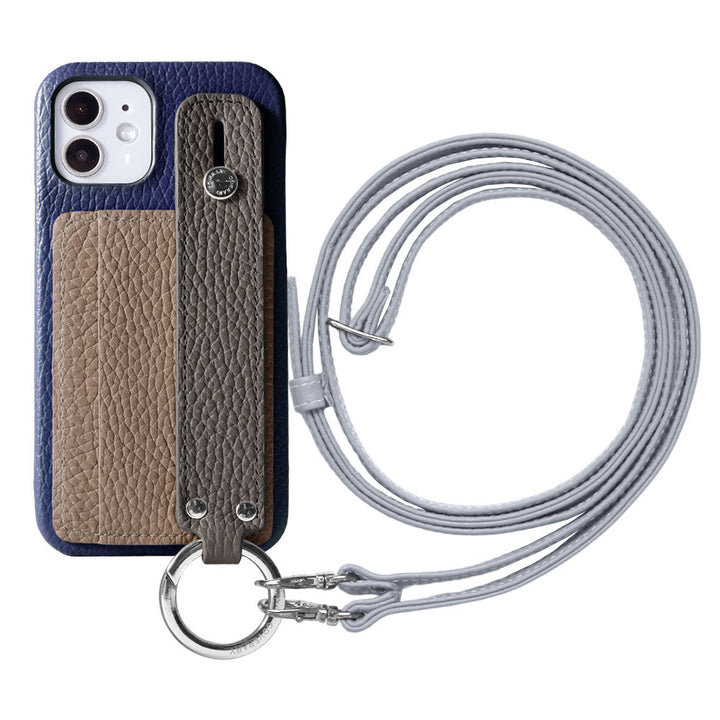 Genuine leather 32 colors Italian shrink leather card storage with hand belt & shoulder strap back case AQUOS series