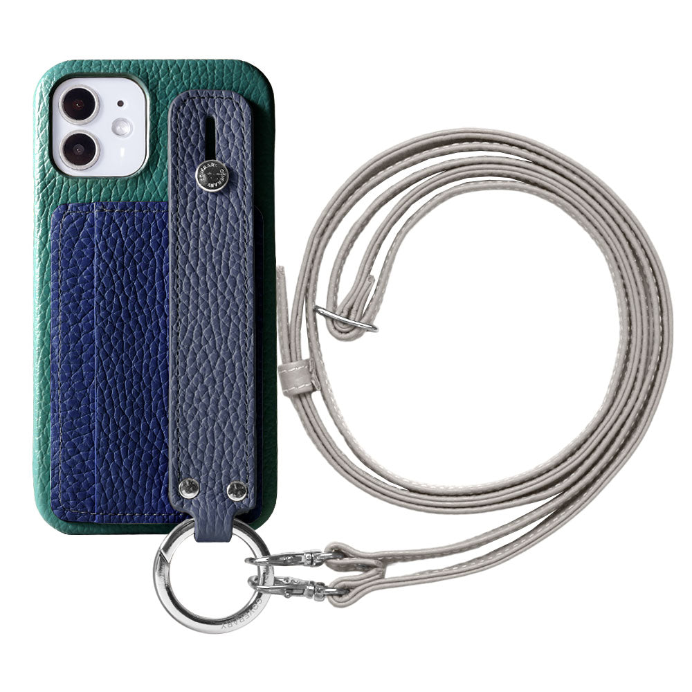 Cuir véritable 32 couleurs cuir italien grainé rangement cartes avec poignée et bandoulière coque arrière