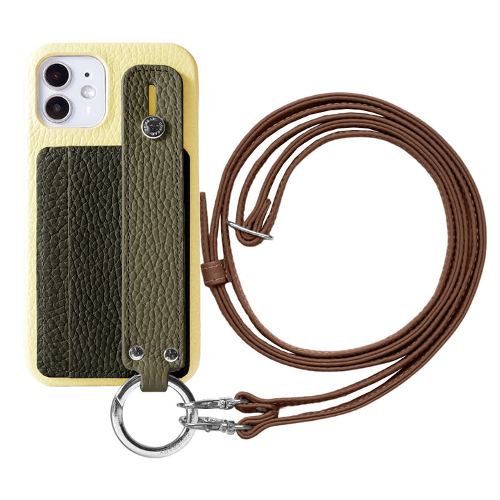 Cuir véritable 32 couleurs cuir italien grainé rangement cartes avec poignée et bandoulière coque arrière