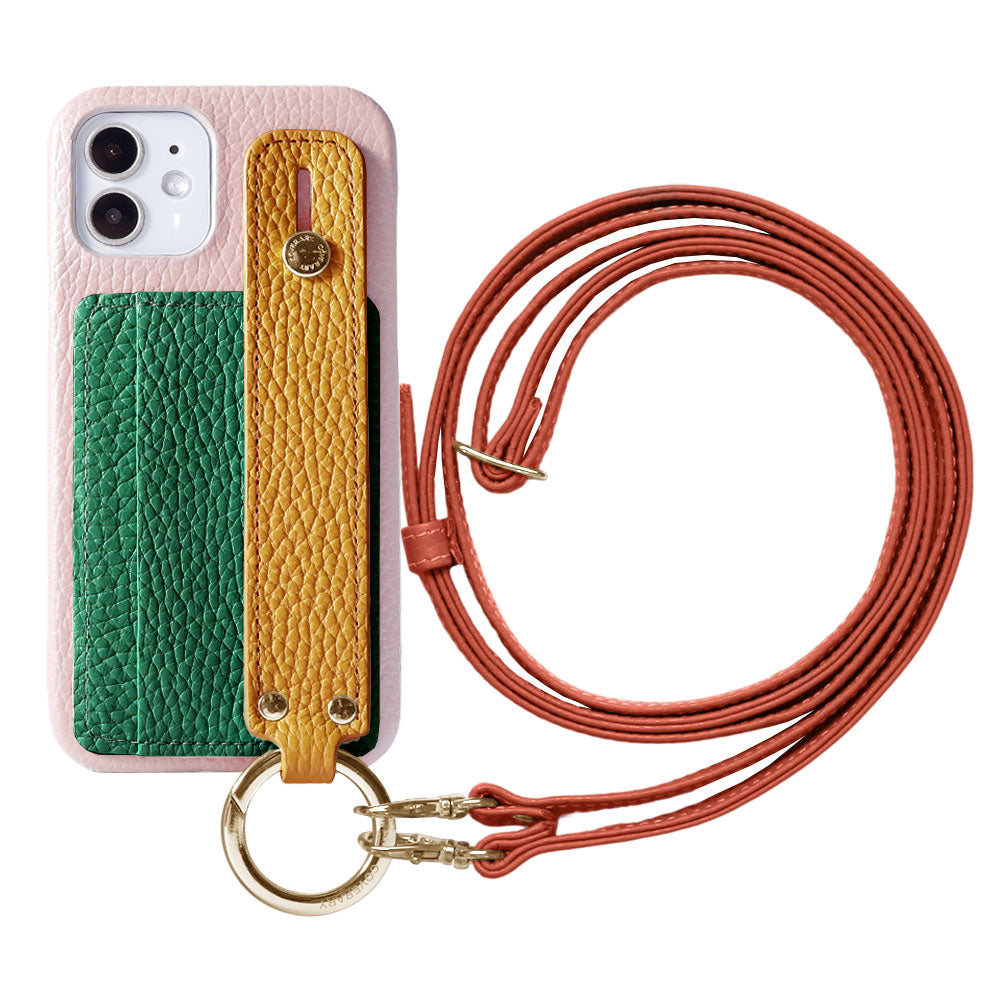 Cuir véritable 32 couleurs cuir italien grainé rangement cartes avec poignée et bandoulière coque arrière