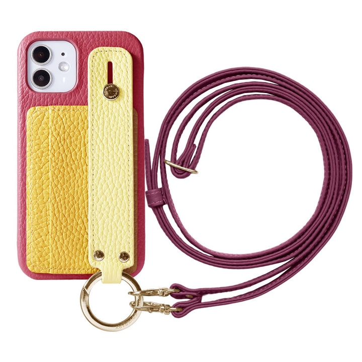 Cuir véritable 32 couleurs cuir italien grainé rangement cartes avec poignée et bandoulière coque arrière