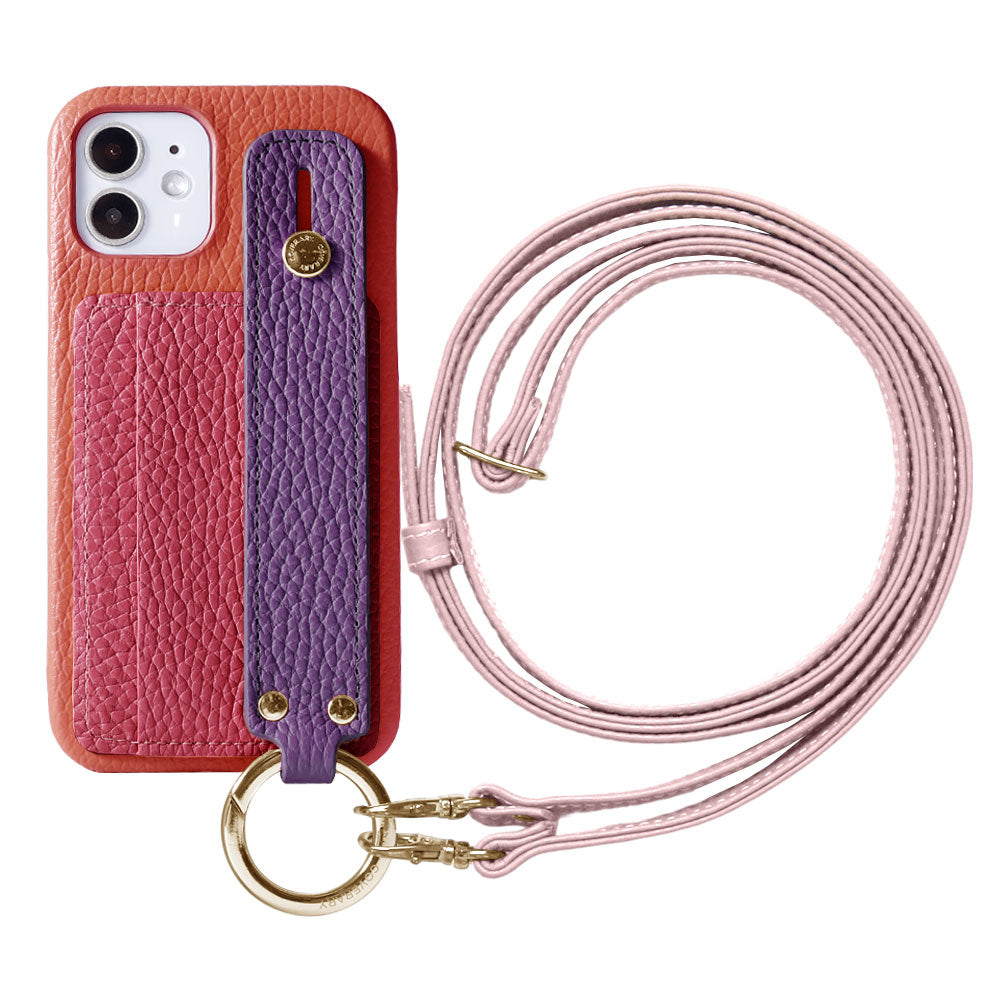 Genuine leather 32 colors Italian shrink leather card storage with hand belt & shoulder strap back case Xperia series