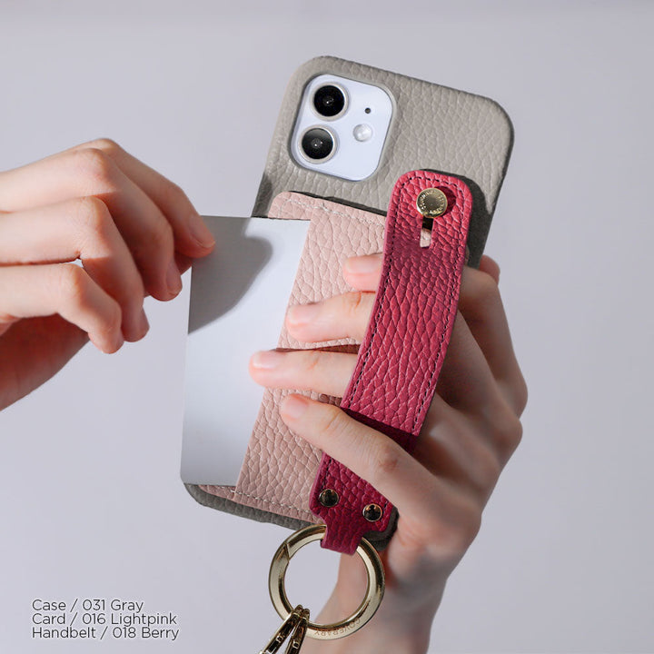 本革 32色 イタリアンシュリンクレザー カード収納 ハンドベルト＆ショルダーストラップ付き 背面ケース iPhoneシリーズ