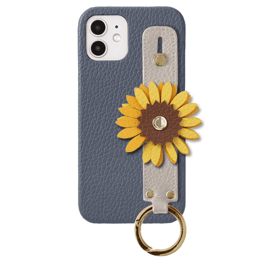 Cuir véritable 32 couleurs cuir italien grainé décoration fleurie réelle avec sangle de main coque arrière série Galaxy
