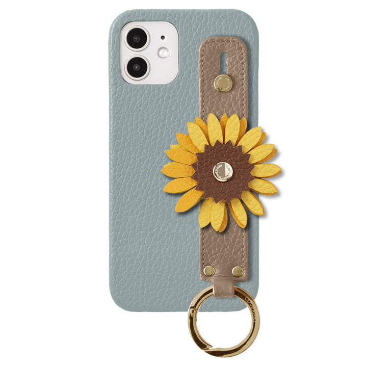 Cuir véritable 32 couleurs cuir italien grainé décoration fleurie réelle avec sangle de main coque arrière série Galaxy