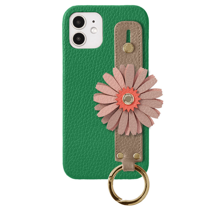 Cuir véritable 32 couleurs cuir italien grainé décoration fleurie réelle avec sangle de main coque arrière série Google Pixel