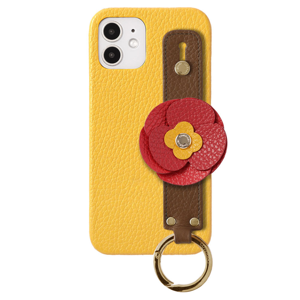 Cuir véritable 32 couleurs cuir italien grainé décoration fleurie réelle avec sangle de main coque arrière série Galaxy