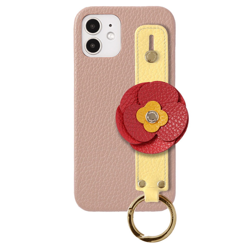 Cuir véritable 32 couleurs cuir italien grainé décoration fleurie réelle avec sangle de main coque arrière série Galaxy
