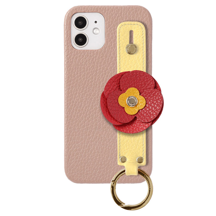 Cuir véritable 32 couleurs cuir italien grainé décoration fleurie réelle avec sangle de main coque arrière série Galaxy
