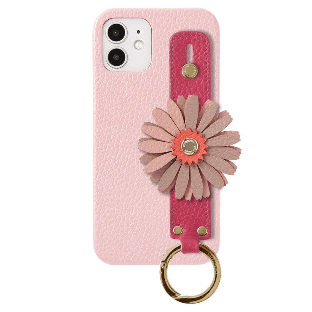 Cuir véritable 32 couleurs cuir italien grainé décoration fleurie réelle avec sangle de main coque arrière série Galaxy