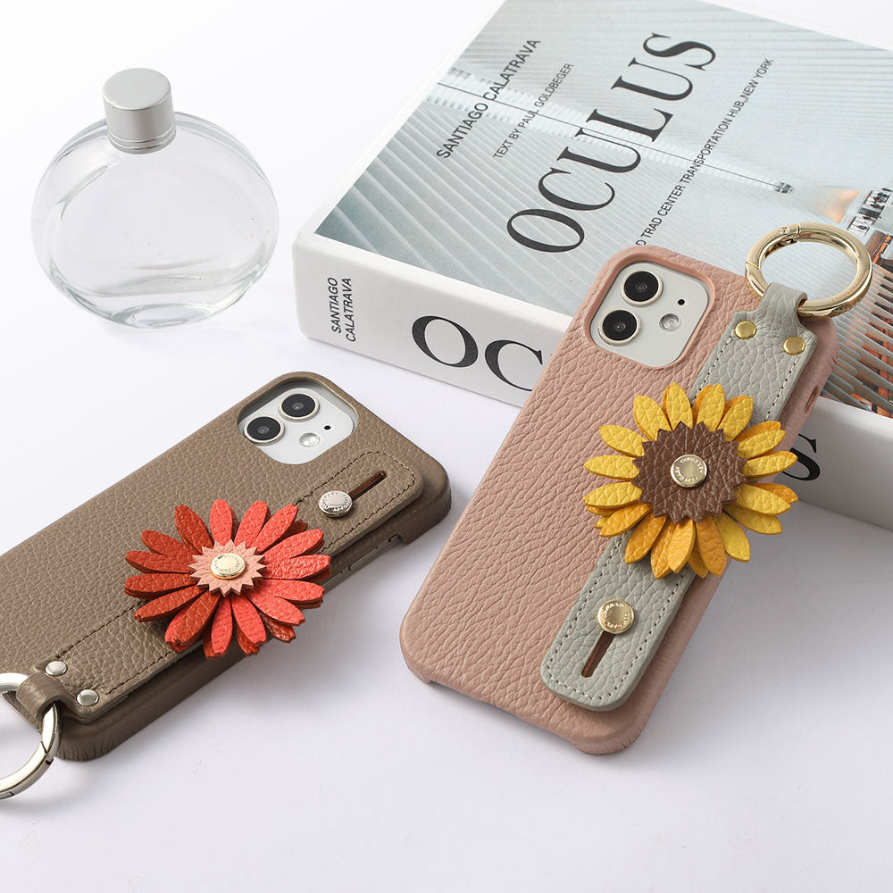 Genuine Leather 32 Colors Italian Shrink Leather Real Flower Decoration Hand Strap Attached Back Case Xperia Series