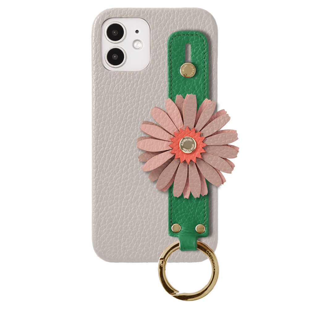 Cuir véritable 32 couleurs cuir italien grainé décoration fleurie réelle avec sangle de main coque arrière série Galaxy