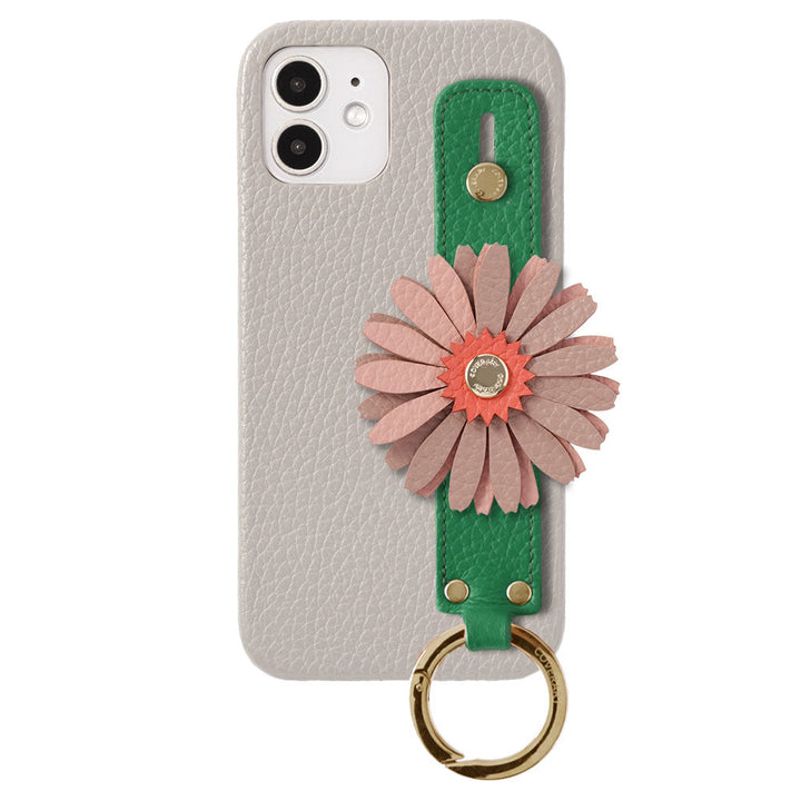 Cuir véritable 32 couleurs cuir italien grainé décoration fleurie réelle avec sangle de main coque arrière série Galaxy