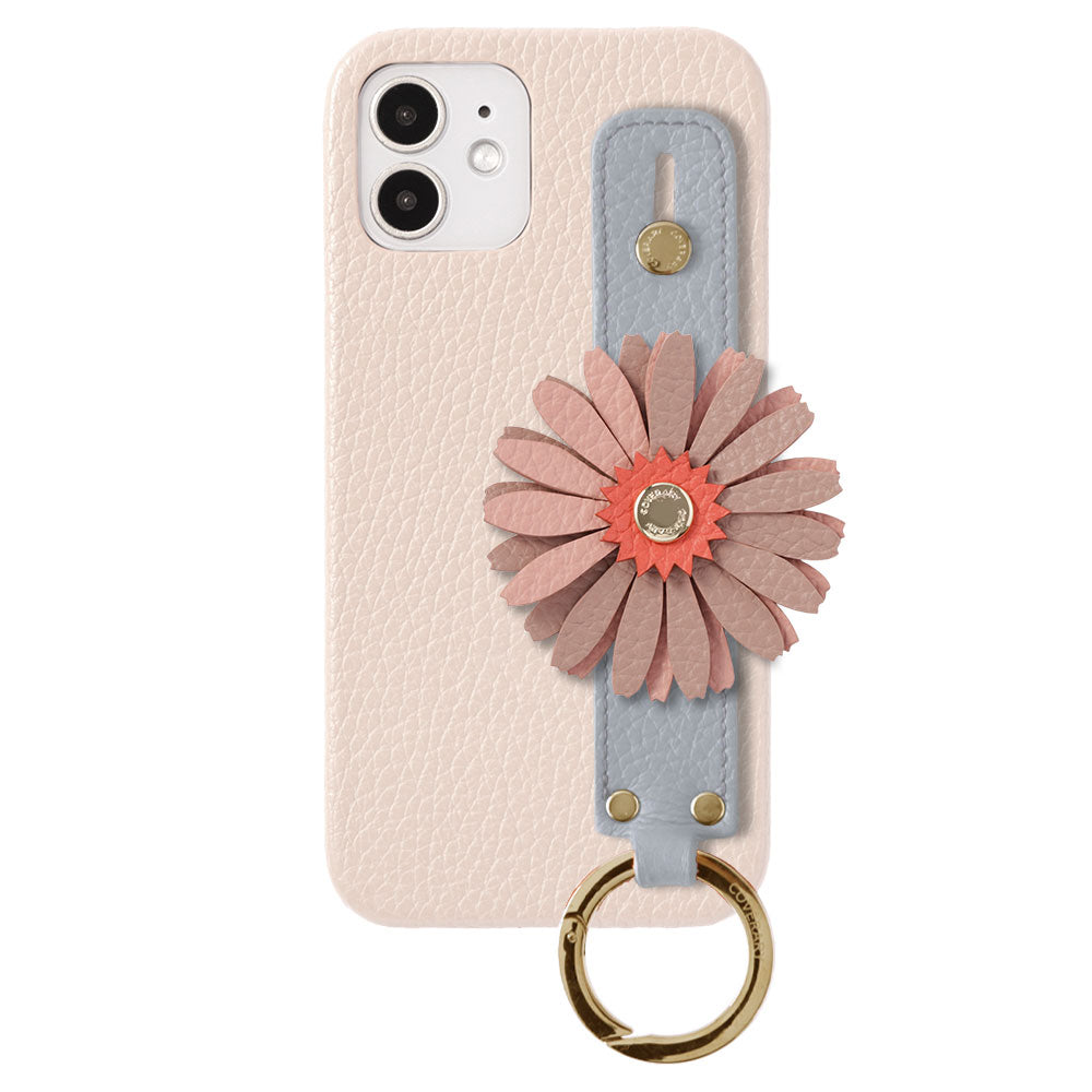 Cuir véritable 32 couleurs cuir italien grainé décoration fleurie réelle avec sangle de main coque arrière série Galaxy