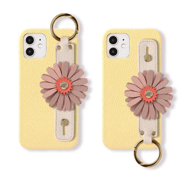 Cuir véritable 32 couleurs cuir italien grainé décoration fleurie réelle avec sangle de main coque arrière série Google Pixel