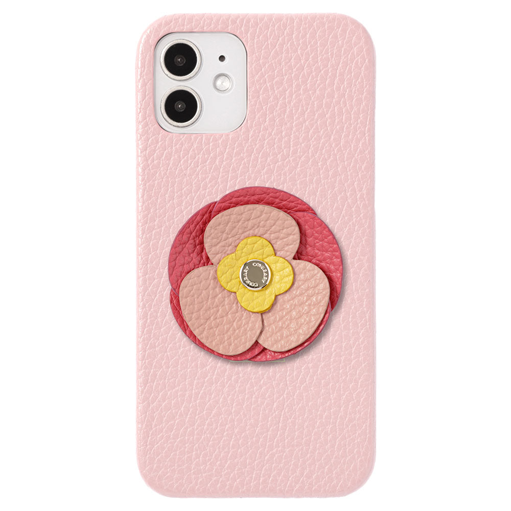 本革 32色 イタリアンシュリンクレザー リアルフラワーデコ 背面ケース